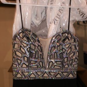 Black prom dress with silver sequins